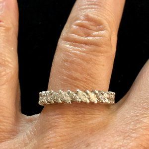Solid 14K White Gold Women's Marquise Diamond Band